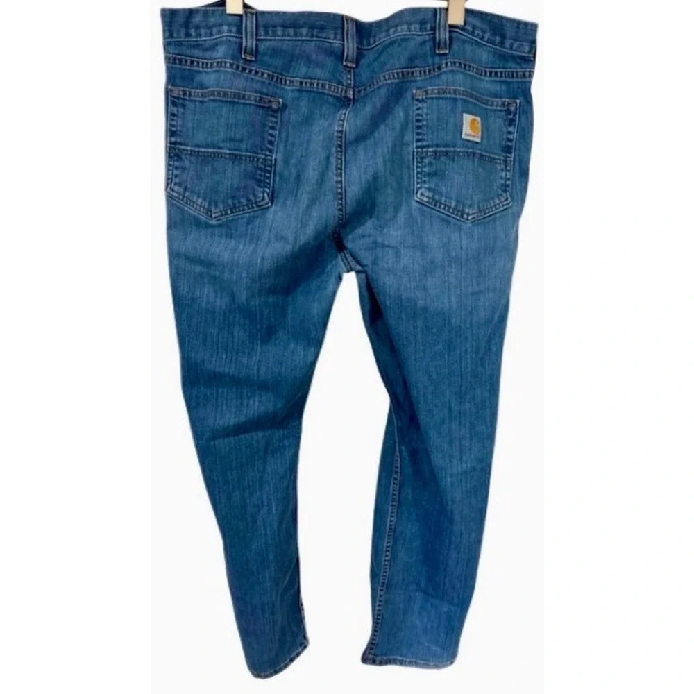 Carhartt Men's Size 42 x 30 Relaxed Fit Straight Leg Blue Denim Workwear Jeans
